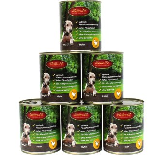 6 x 800g Huhn Hochwertiges Premium Qualität Nassfutter für Hunde, getreidefrei, Allergiker geeignet, hoher Fleischanteil