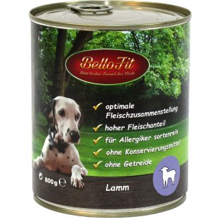 800g Lamm Nassfutter Premium Hundefutter, getreidefrei, Allergiker geeignet, hoher Fleischanteil