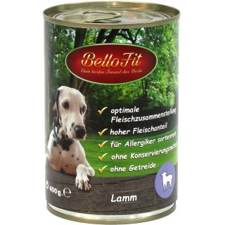 400g Lamm  bestes gesundes Nassfutter für Hunde, getreidefrei, Allergiker geeignet, hoher Fleischanteil