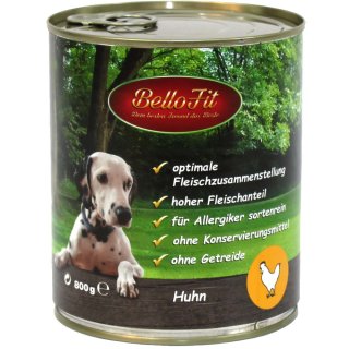 800g Huhn Nassfutter Premium Hundefutter, getreidefrei, Allergiker geeignet, hoher Fleischanteil
